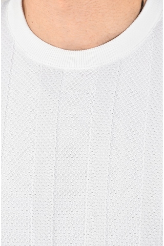 Deepsea Erkek Beyaz Dar Kesim Pamuklu Triko Tişört Slim Fit Nefes Alan Bisiklet Yaka Tişört 2504348 Beyaz