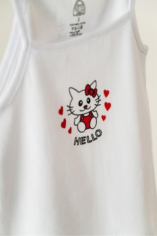 Gümüş 3'lü Kız Çocuk Hello Kitty Desenli Atlet Beyaz