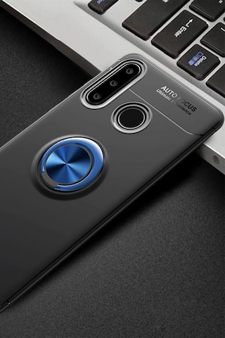 Newface - 257 - Huawei Y6p Kılıf Range Yüzüklü Silikon - Csmo-tex - - Siyah-mavi