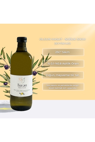 Turan Bal ve Yöresel Olgun Hasat Soğuk Sıkım Zeytinyağı 1 L