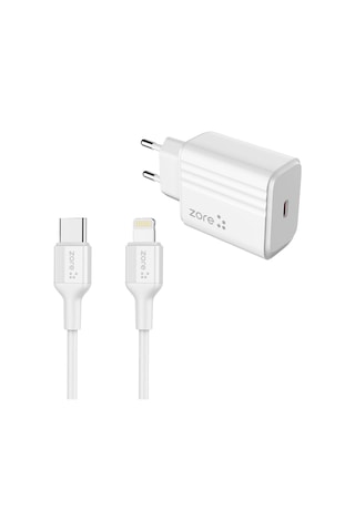 Mobilefix Play Serisi Pl2 Type-c To Lightning 2in1 Pd Seyahat Şarj Aleti 20w - Beyaz Beyaz