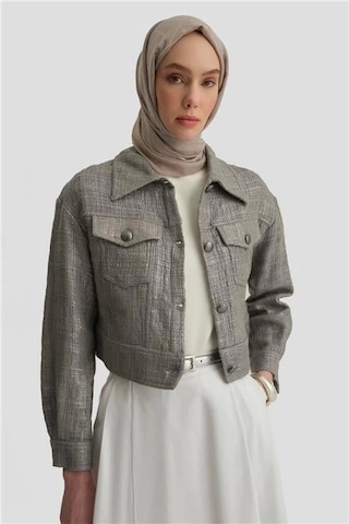 Armine Parlak Baskılı Tüvit Ceket 25y5900 Gri Gri