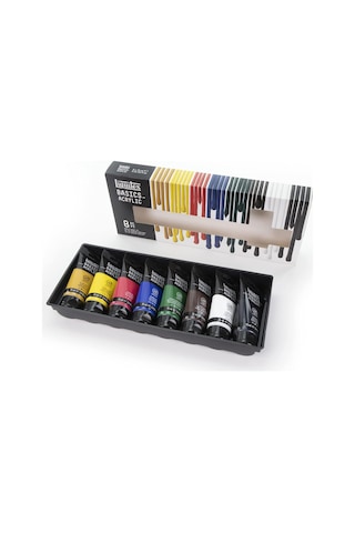 3699396 Basics Akrilik Boya Seti 8 X 75 Ml Tüpler, Işığa Dayanıklı Sanatçı Akrilik Boyaları, Parlak Renkler, Tuval, Akrilik Boyama, Karışık Medya Ve Yaratıcı Projeler İçin İdeal