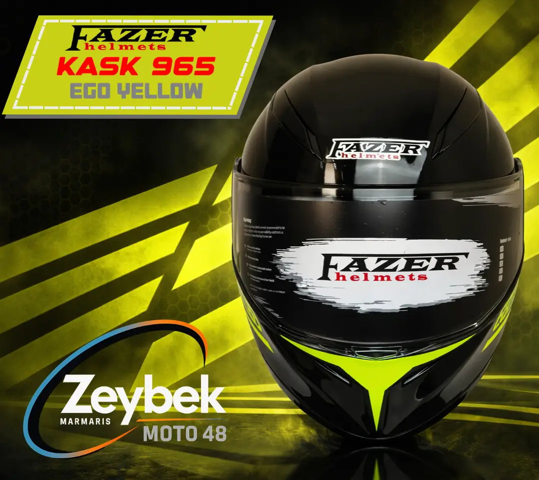 Ego Yellow Kask 965 Çene Açılır Kask Ego Sarı Desenli Kask