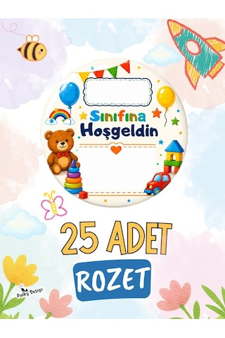 Sınıfına Hoş Geldin 25 Li İsim Yazılabilir 44 Mm Öğrenci Rozeti Seti-okul Seti-1 Çok Renkli