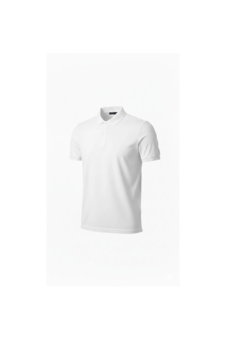 Barlashive Erkek Polo Yaka Düğmeli Pike Kumaş Tişört Regular Fit Kısa Kol T-shirt - Beyaz Çok Renkli