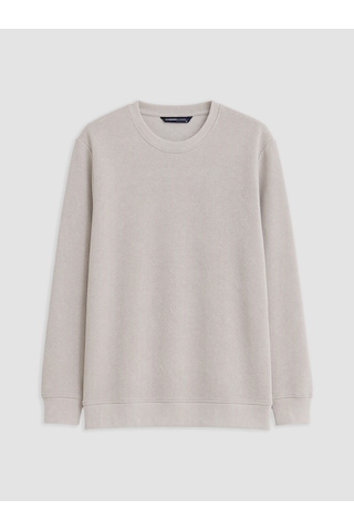 Lcwaıkıkı Classic Gri Bisiklet Yaka Desenli Erkek Sweatshirt