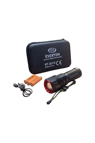 Everton Rt-s313 30w Zoomlu Profesyonel El Feneri - Güçlü Aydınlatma Ve Dayanıklılık-9850 Siyah