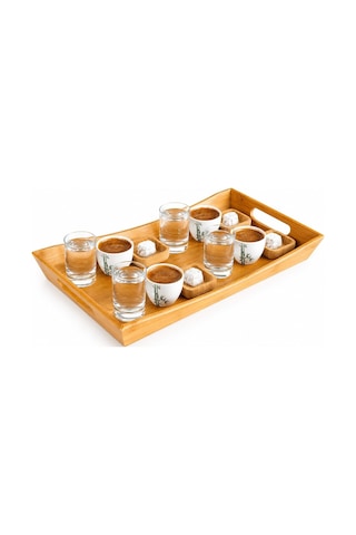 Bambu Favoritte Ahşap Servis Tepsisi, 43x27x5,3 Cm, Büyük Boy Çok Renkli