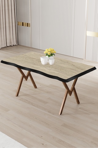 Canisa Akort Serisi Mdf Sabit 80x130 Traverten Mutfak Masası Traverten Masa