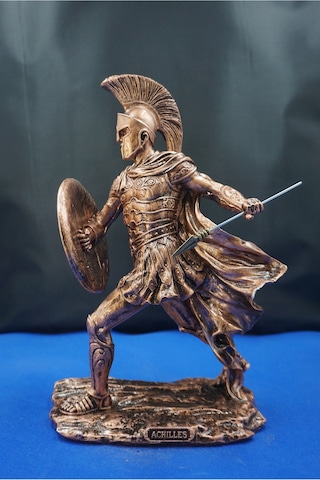 Achilles Aşil Mitolojik Tasarım - Ev Ofis Dekoratif Hediyelik Aksesuar 19 Cm Bakır