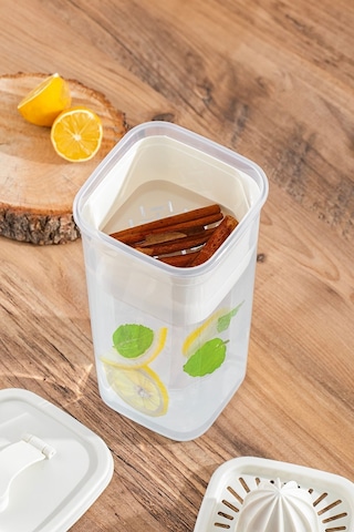 Porsima 06-1109 Detoks Sürahi & Limonluk Şeffaf 1,5 L - Beyaz