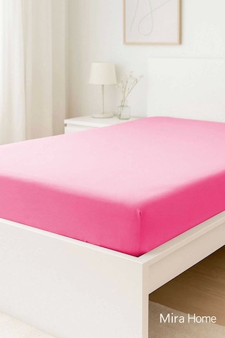 Çift Kişilik Düz Penye %100 Pamuklu Lastikli Çarşaf 160x200 Newsheet Mor Çok Renkli