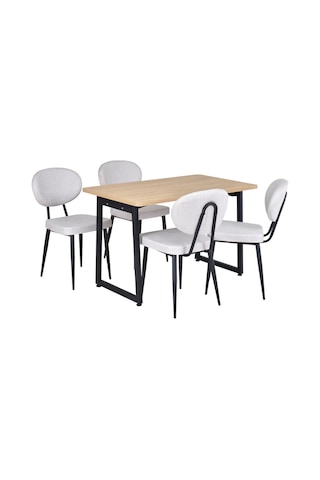 Vilinze Deniz Sandalye Biga Mdf Sabit Metal Ayak Mutfak Masası Takımı - 70x120 Cmbiga70120yr-sn-lkn01-siyah-deniz-skrem Sigmakrem