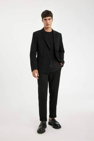 Defacto Slim Fit Dar Kesim Astarlı Düğmeli Blazer Ceket N0503AZ24AUBK27 Siyah