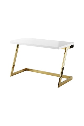 Nysa Gold Metal Beyaz Çalışma Masası