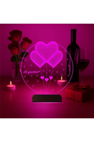 Luvivia Kalp Sevgiliye Hediye Kişiye Özel 3d Lamba - Masa Gece Lambası V31 Şeffaf