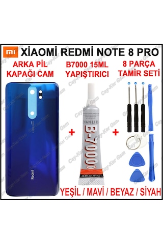 Xiaomi Redmi Note 8 Pro Arka Pil Kapak Cam Batarya Kapağı + Tamir