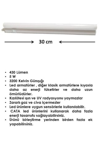 Ct-2466 5w Anahtarlı Eklenebilir Ledli Bant Armatür Günışığı 31,5 Cm