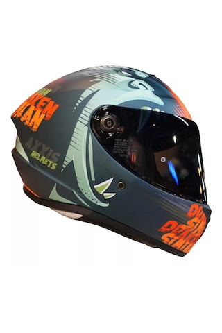 Axxis Draken-S Sımıan B4 Matt Fluor Kapalı Kask Mat Gri - Turuncu