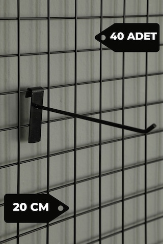 20 Cm 40 Adet Siyah Tel Pano Kancası Raf Askısı Siyah