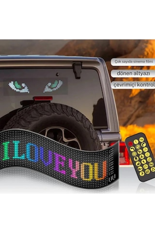 Araç İçi Led Panel Dijital Ekran Kumandalı Mobil Uygulamalı Kayar Led Rgb Ofis Parti Iş 37cm X 11 Cm Çok Renkli