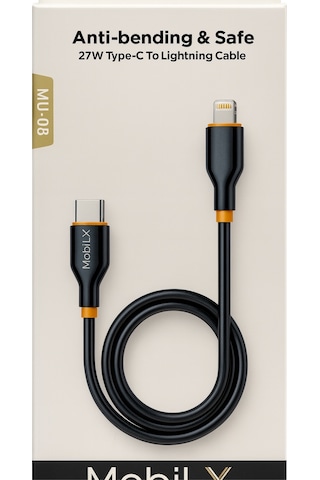 Mobilx Mu-08 27w Pd Silikon Type-c To Lightning Hızlı Şarj Ve Data Kablosu 1m