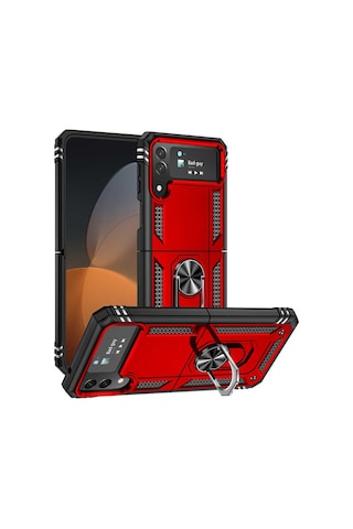 Rba Aksesuar Galaxy Uyumlu Z Flip 4 Kılıf Rba Vega Kapak - Kırmızı Kırmızı