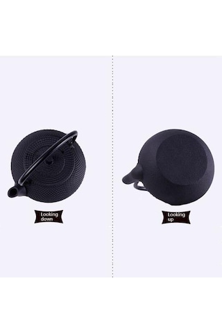 Stil Dökme Demir Kettle Çaydanlık Süzgeci Çay Potu 300ml Siyah Çaydanlıklar Altın