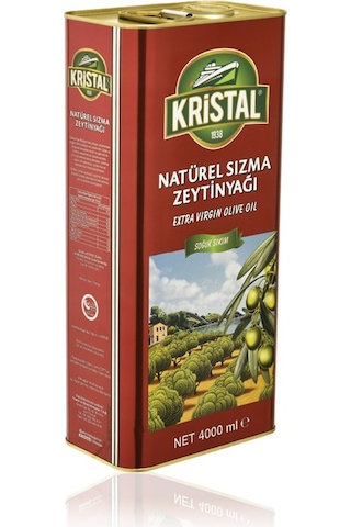 Kristal Natürel Sızma Zeytinyağı Dolgun Güçlü Lezzet 4 Litre Teneke