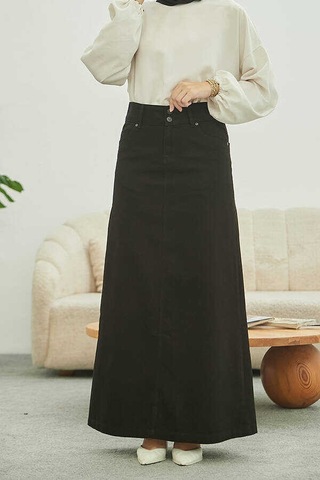 Neways 2254- Klasik Gabardin Etek Siyah Siyah