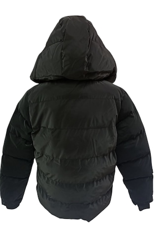 Erkek Çocuk / Kız Çocuk Çapraz Fermuar Model Kapüşonu Çıkabilen İçi Peluş Astarlı Siyah Mont Siyah