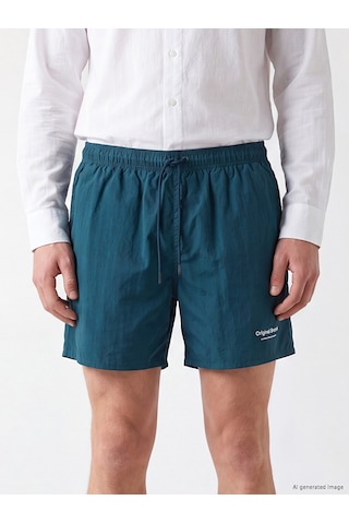 Lcw Swımwear Petrol Kısa Boy Baskılı Erkek Deniz Şortu
