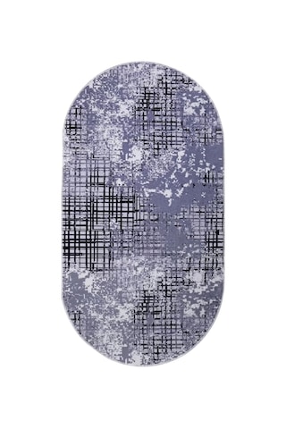 Dijidekor Halı Siyah 8881 Yıkanabilir Saçaksız Oval Kesme İnce Yolluk Kilim Salon Halısı Modelleri Çok Renkli
