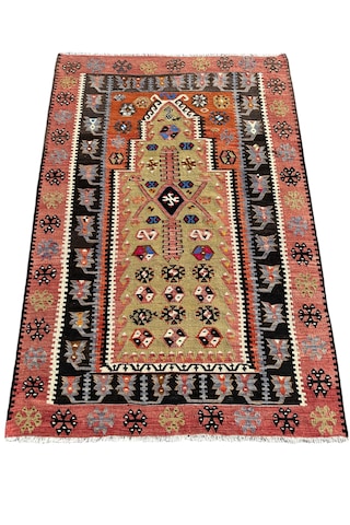 El Dokuma Çift Kuruhüyük Kilimi 120x180 Kök Boya %100 Yün Kilim