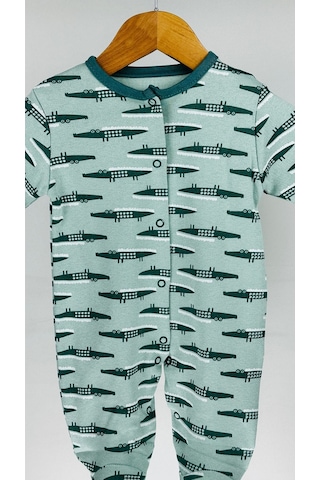 Hayvan Desenli Çıtçıtlı Pamuklu Bebek Tulum 001