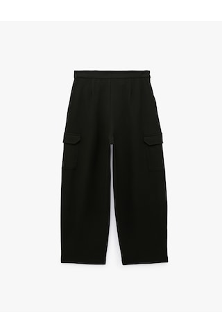 Koton Cepli Pileli Geniş Paça Kargo Baggy Kumaş Pantolon Siyah 7wak40104ek