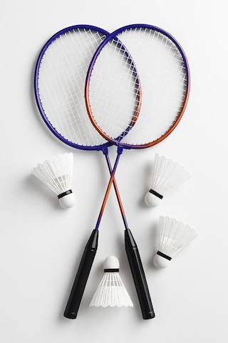 Çantalı Badminton Seti 2 Raket 3 Top Mor-turuncu, Tek Ebat, 593822179148sytm, Renkli