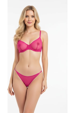 Bonbon Kadın Tül Transparan Balenli Sütyen Ve Transparan String Külot 2'li Takım Bb2275 Leopar