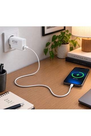 Flayse Rx45 45w Güçlü Hızlı Şarj Adaptörü Ve Type-c Kablo Seti