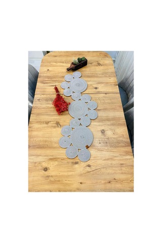 Jüt, Hasır, Dekoratif Masa Örtüsü,papatya Model Runner 30x100 Cm, Sehpa Örtüsü, Bohem Tarzı Gri Gri