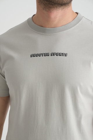Shooter Sportwear Shooter Erkek Bisiklet Yaka Tişört Premium Pamuklu Yüksek Kalite Regular Fit Gri