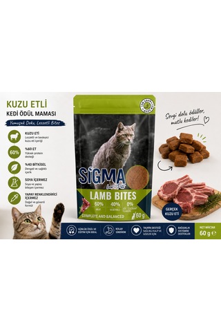 Sigma Love Pets Lamb Bites Kuzu Etli Kedi Ödülü 60 Gr Yüksek Proteinli Düşük Tahıllı Kedi Atıştırmalığı