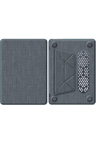 Macbook Uyumlu Air 13.6inç M2/m3 A2681 A3113 Kılıf Nubuk Üçgen Standlı Havalandırmalı Kapak 2022/2024 Gri