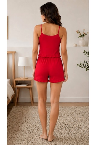 Suısy Blossom İnce Askılı Fırfırlı Şortlu Pijama Takımı Çok Renkli