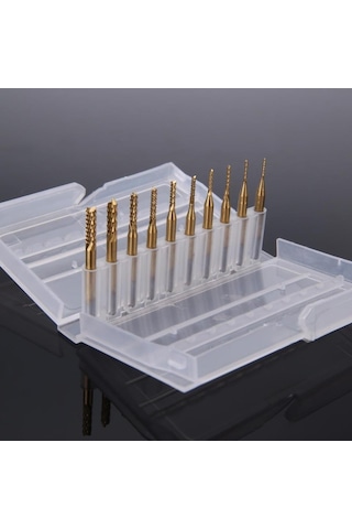 Cnc End Mill Gravür Kesici Karbür 10 Adet 0.8/3.175mm Pcb, Smt, Cnc Matkap Uç