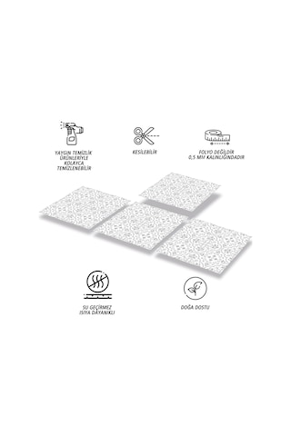Tink KENDİNDEN YAPIŞKANLI GRİ MOTİFLİ DESENLİ PVC KARO 30X30 CM