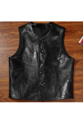 Dana Derisi Zik Yelek Siyah Renk