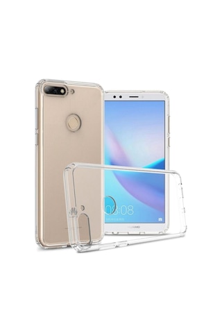 Huawei Y7 2018 Uyumlu Şeffaf Silikon Kılıf - Kamera Korumalı Esnek Tam Koruma Kapak