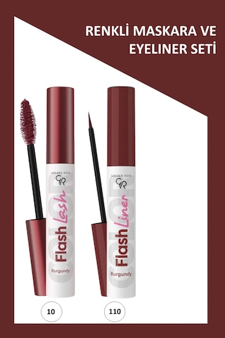 Flash Lash Bordo Maskara Ve Flash Liner Makyaj Seti